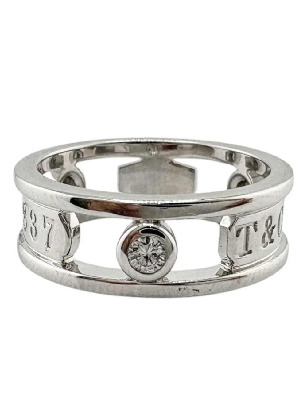 Tiffany & Co 1837 Element Ring 18k White Gold Diamond